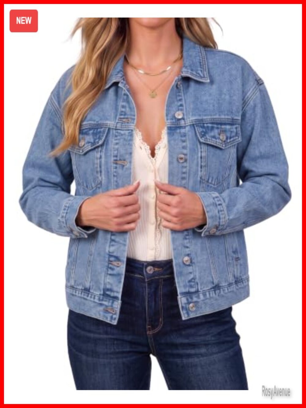 Oversized Denim Jacket Long Sleeve Button Down Women Casual Jean Jackets